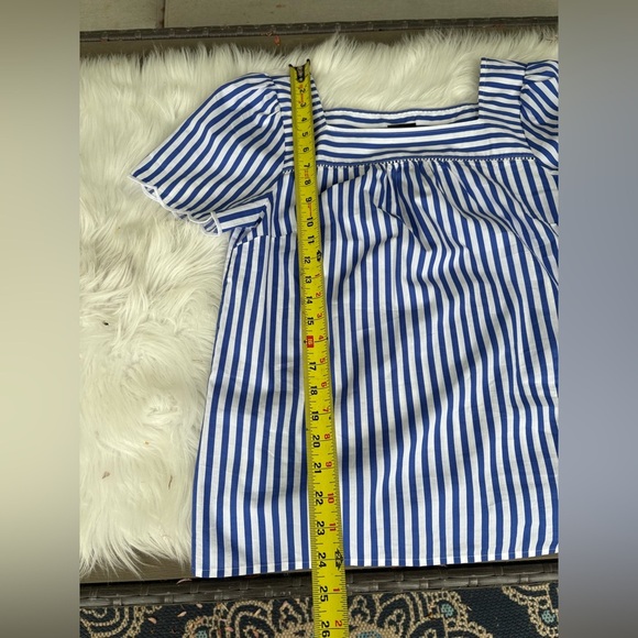 TALBOTS Sailboat Stripe Scalloped Square neck top - Medium Petite - Picture 7 of 8